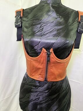 Steampunk renaissance gothfairy POSTER GIRL Brown Faux Leather Bustier Top